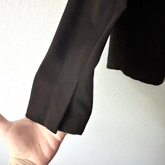 Eileen Fisher Leather & Ponte Knit Open Front Black‎ Blazer Women’s Size Medium - Picture 4 of 11